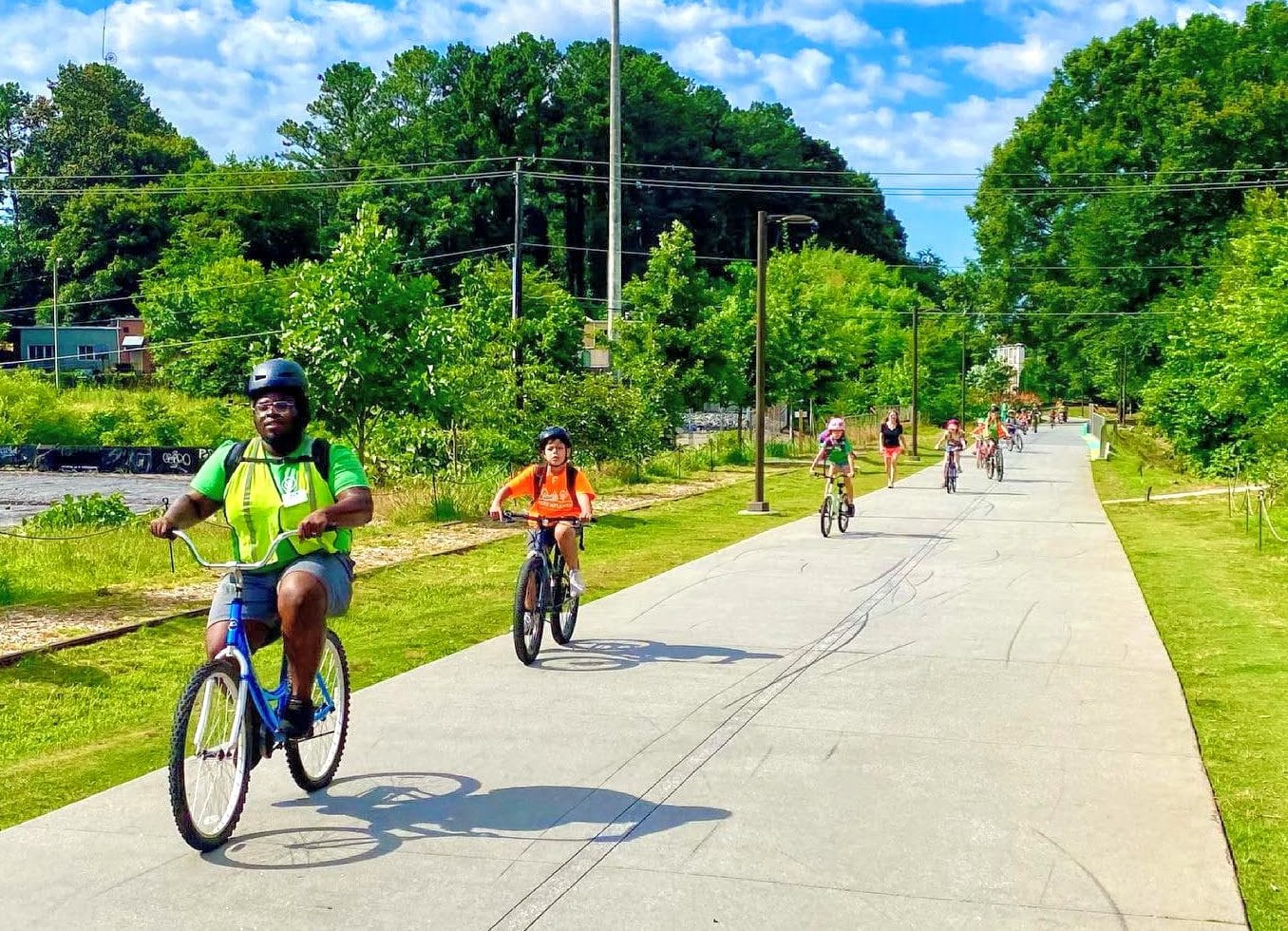 People riding bikes