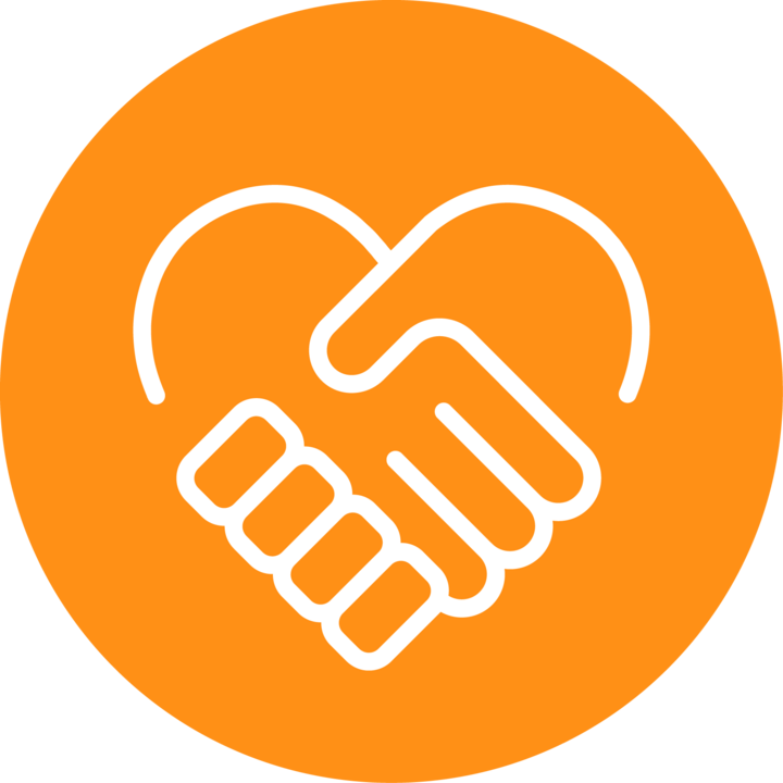 Icon of two hands embracing in a heart